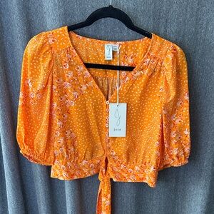 Joie Orange Floral Blouse
